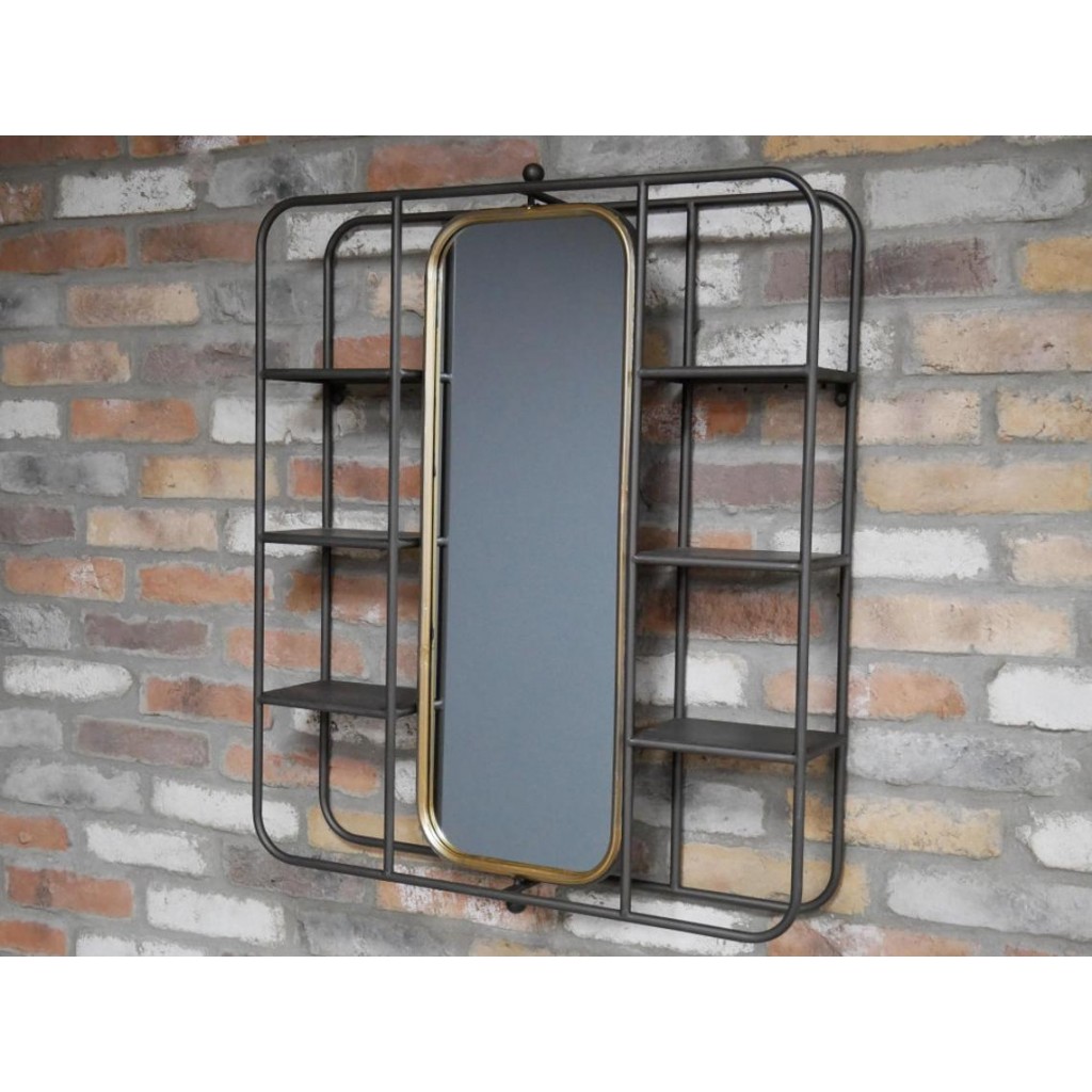 Industrial Wall Mirror Large Shelving Unit - Unique Home Furniture