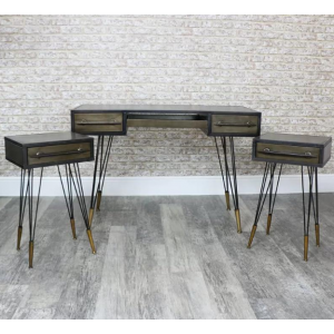 Industrial Computer Desk Rustic Metal Writing Unit Vintage Dressing Table Drawer - Image 2