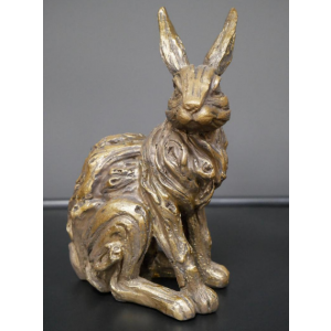 Resin Hare Ornament Set 2 Sitting Rabbit Statue Vintage Style Sculpture Art Deco - Image 2