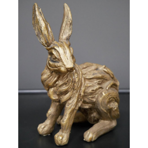 Resin Hare Ornament Set 2 Sitting Rabbit Statue Vintage Style Sculpture Art Deco - Image 4