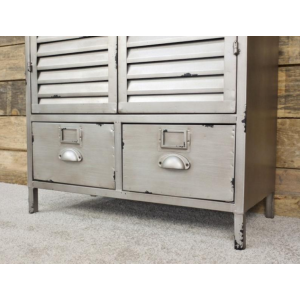 Tall Industrial Cabinet Vintage  Cupboard 2 Doors Storage - Image 3