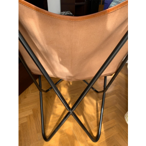 Retro Butterfly Chair Genuine Brown Leather Vintage Industrial Style Metal Seat - Image 5