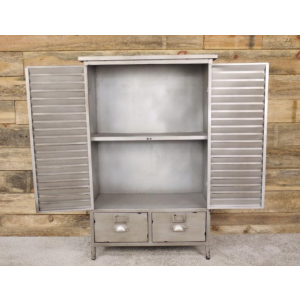 Tall Industrial Cabinet Vintage  Cupboard 2 Doors Storage - Image 5
