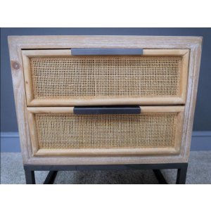 Rustic Bedside Table Vintage Rattan Wicker - Image 2