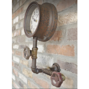 Steampunk Wall Clock Industrial Vintage Style Round Metal Pipe - Image 4