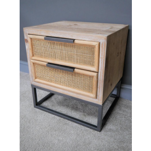 Rustic Bedside Table Vintage Rattan Wicker - Image 3
