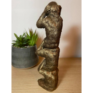 3 Wise Monkeys Tall Bronze Sculpture - Image 4