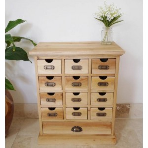 Small Apothecary Cabinet Rustic Wood Chest Drawers Vintage Narrow Storage Unit - Image 7