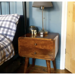 Scandinavian Bedside Table Modern Cabinet Vintage Nordic Storage Drawer Solid Wood Unit - Image 5