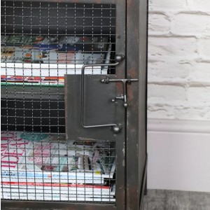 Industrial Bedside Table Rustic Mesh Metal Door - Image 4
