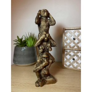 3 Wise Monkeys Tall Bronze Sculpture - Image 3