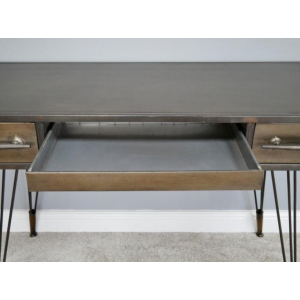 Industrial Computer Desk Rustic Metal Writing Unit Vintage Dressing Table Drawer - Image 5