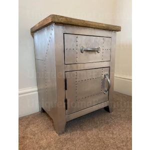Industrial Bedside Table Aviator Style Cabinet - Image 2