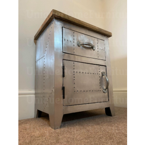 Industrial Bedside Table Aviator Style Cabinet - Image 4