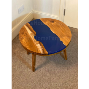 Rustic Coffee Table Round Solid Wood - Image 3