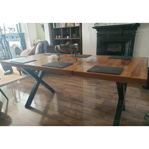Industrial Dining Table Vintage Rustic Wood - Image 4