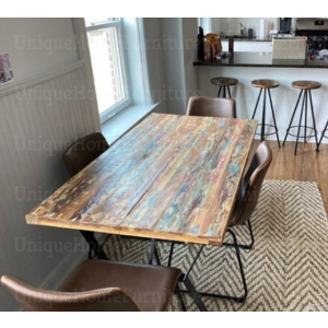 Industrial Dining Table Rustic Wood - Image 3