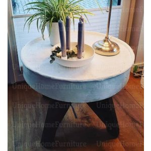 Rustic Side Table Round Coffee Stand - Image 3