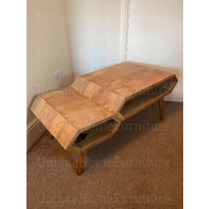 Rustic TV Stand Scandinavian Media Unit Solid Wood Coffee Table - Image 3