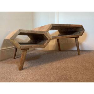 Rustic TV Stand Scandinavian Media Unit Solid Wood Coffee Table - Image 4