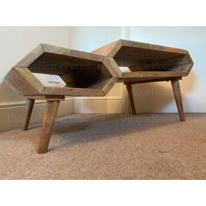 Rustic TV Stand Scandinavian Media Unit Solid Wood Coffee Table - Image 5