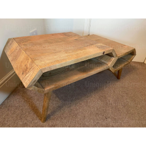 Rustic TV Stand Scandinavian Media Unit Solid Wood Coffee Table - Image 6