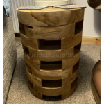 Rustic Side Table Small Coffee Furniture Round Solid Wood End Plant Lamp Stand