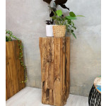 Rustic Side Table Tall Plant Lamp Stand Solid Teak Wood Vintage Display Unit