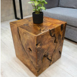 Rustic Side Table Solid Teak Wood Vintage Industrial Style Plant Lamp Stand