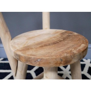 Small Rustic Stool Vintage Wood Chair - Image 2