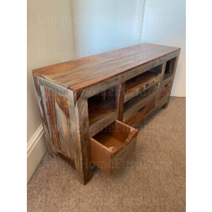 Rustic TV Stand Small Grey Cabinet - Image 3