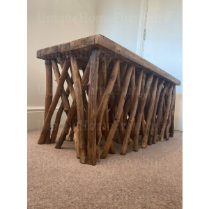 Rustic Coffee Table Solid Wood Unit - Image 3