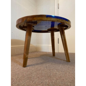Rustic Coffee Table Round Solid Wood - Image 5