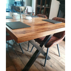Industrial Dining Table Vintage Rustic Wood - Image 5