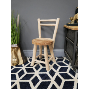 Small Rustic Stool Vintage Wood Chair - Image 3