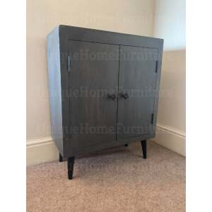 Industrial Side Cabinet Rustic Solid Wood Cupboard Vintage Storage Sideboard - Image 5