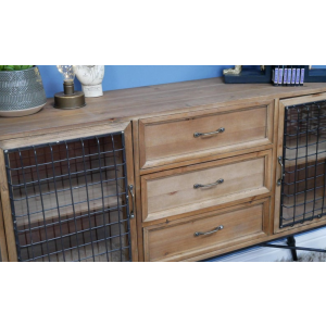 Industrial Storage Sideboard Rustic Wood Side Cabinet - Image 3