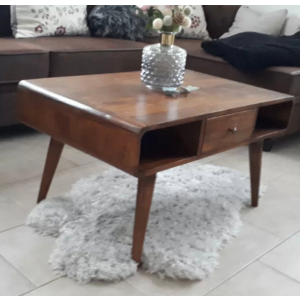 Mid Century Coffee Table Vintage Storage Unit Scandinavian Nordic Shelf Drawer - Image 3