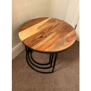 Industrial Nest 3 Tables Rustic Metal Coffee Vintage Style Side End Stand - Image 3