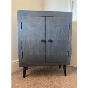Industrial Side Cabinet Rustic Solid Wood Cupboard Vintage Storage Sideboard - Image 4