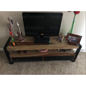 Industrial TV Stand Rustic Metal Media Cabinet - Image 3
