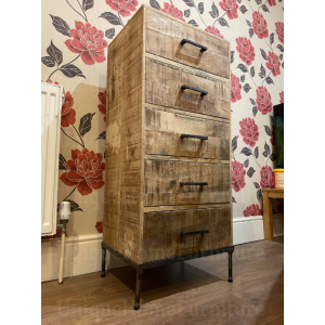 Industrial Tall Cabinet Rustic Chest Drawers - Image 5