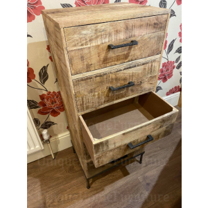 Industrial Tall Cabinet Rustic Chest Drawers - Image 4