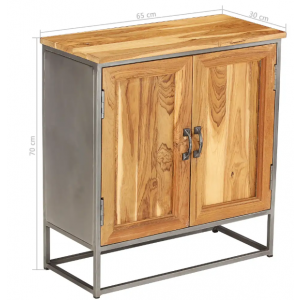 Rustic Wood Cabinet Vintage Industrial Cupboard Metal Storage Sideboard - Image 3