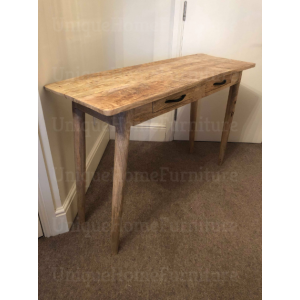 Scandinavian Computer Desk Vintage Nordic Workstation Rustic Solid Wood Table - Image 6