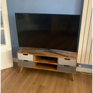 Scandinavian TV Stand Vintage Retro Media Unit Nordic Solid Wood Cabinet - Image 4