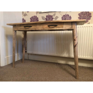 Scandinavian Computer Desk Vintage Nordic Workstation Rustic Solid Wood Table - Image 3