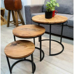 Industrial Nest 3 Tables Rustic Metal Coffee Vintage Style Side End Stand