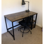 Industrial Computer Desk Rustic Metal Office Workstation Storage Shelf Unit