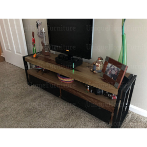 Industrial TV Stand Rustic Metal Media Cabinet - Image 4